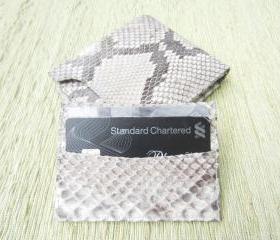 Snakeskin men wallet. Grey leather wallet.
