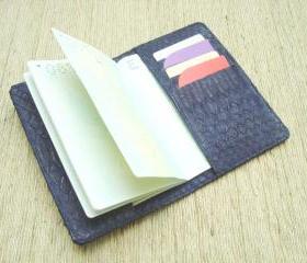  Snakeskin Passport Cover / Case. Blue Leather Passport Holder.