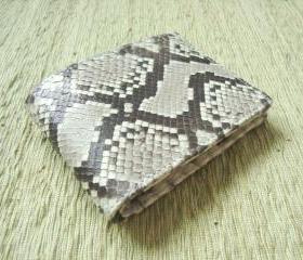 Snakeskin Leather Wallet Men - Leather Gray Wallet - Bifold Leather Wallet