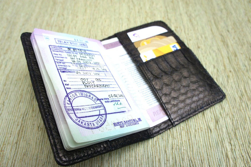 Snakeskin Passport Cover Passport Holder Black Leather Passport